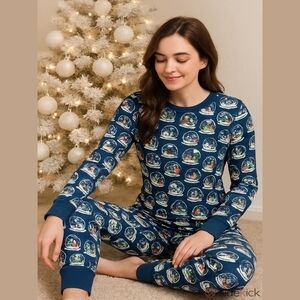 NWT Vera Bradley sz Medium womens Christmas  Snow Globe Pajamas Set joggers